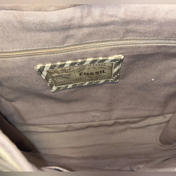 Fossil Canvas Flap closure bag with Leather Trim - Picture 6 of 9